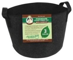 Gro Pro Premium Round Fabric Pot W/ Handles 3 Gallon - Black