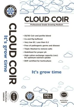 Cloud Coir - Professional Grade 50/50 Coco Coir/Perlite Growing Medium - 50L Bag