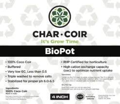 Char Coir BioPot - 4 In / 1/2 Gallon