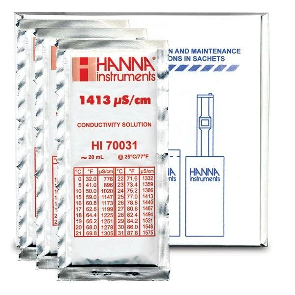 Hanna 1413 MS/cm Calibration Solution - 20ml Sachet 4 Hanna 1413 MS/cm Calibration Solution - 20ml Sachet - Image 2