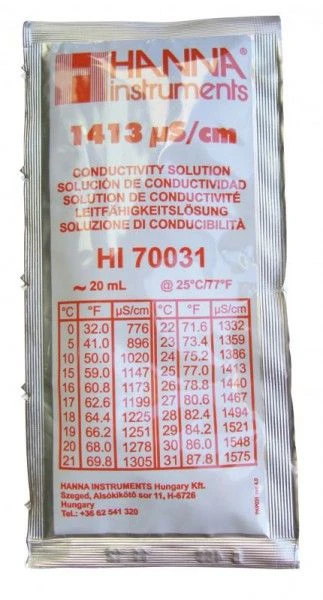 Hanna 1413 MS/cm Calibration Solution - 20ml Sachet 3 Hanna 1413 MS/cm Calibration Solution - 20ml Sachet