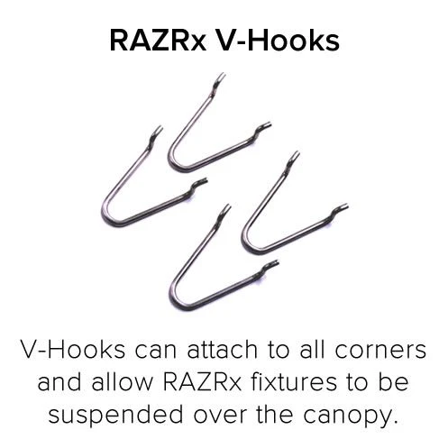 Fluence Mount For RAZRx Fixtures - V Hooks 3 Fluence Mount For RAZRx Fixtures - V Hooks